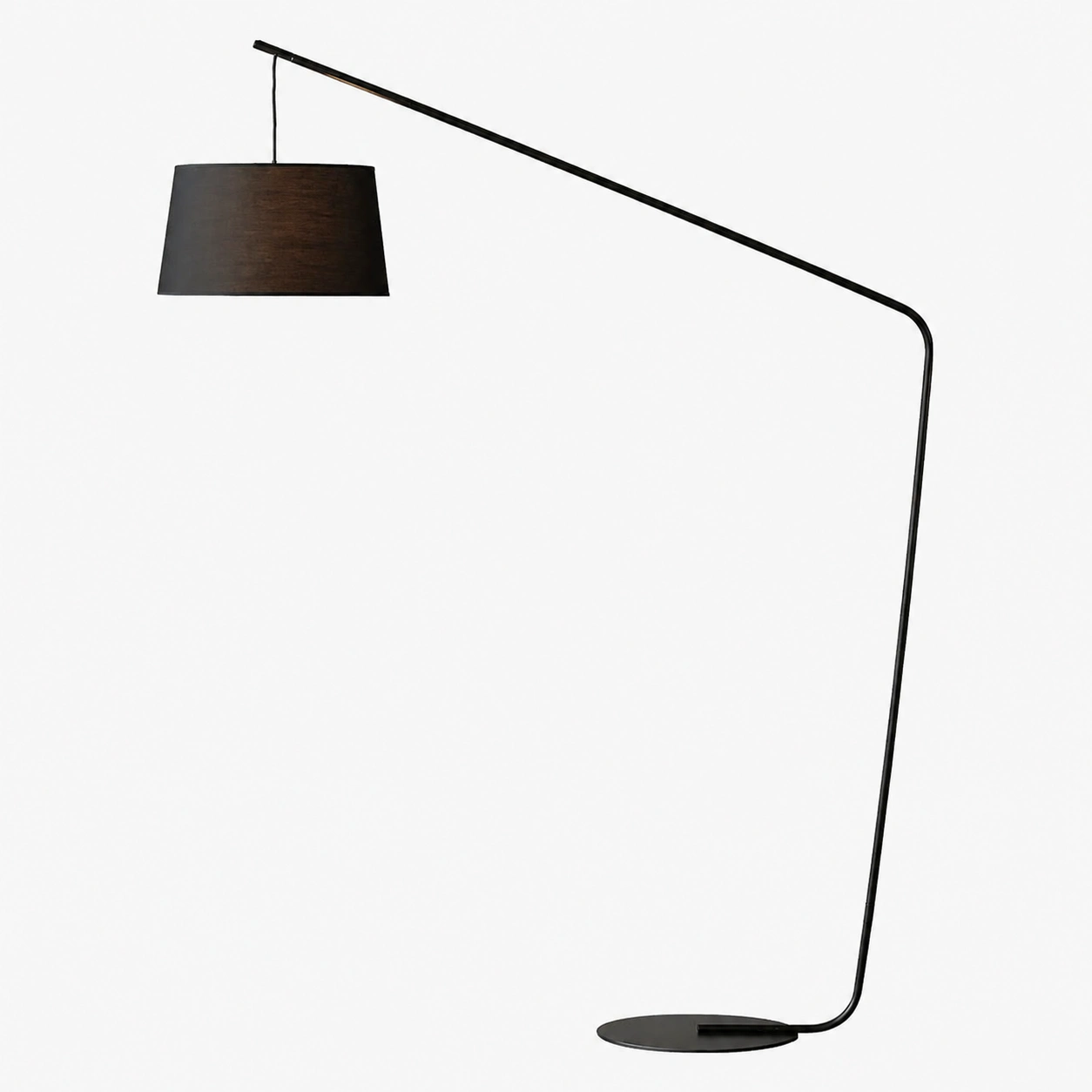 Modern Black Cantilever Floor Lamp with Drum Shade for Living Room