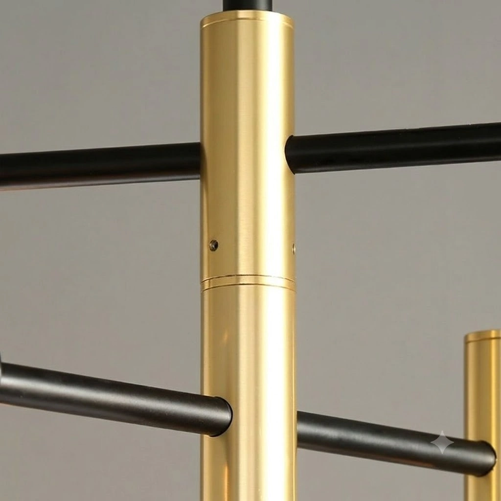 Modern Glass Branch Chandelier in Smoke Gray or Amber | Black & Brass Finish