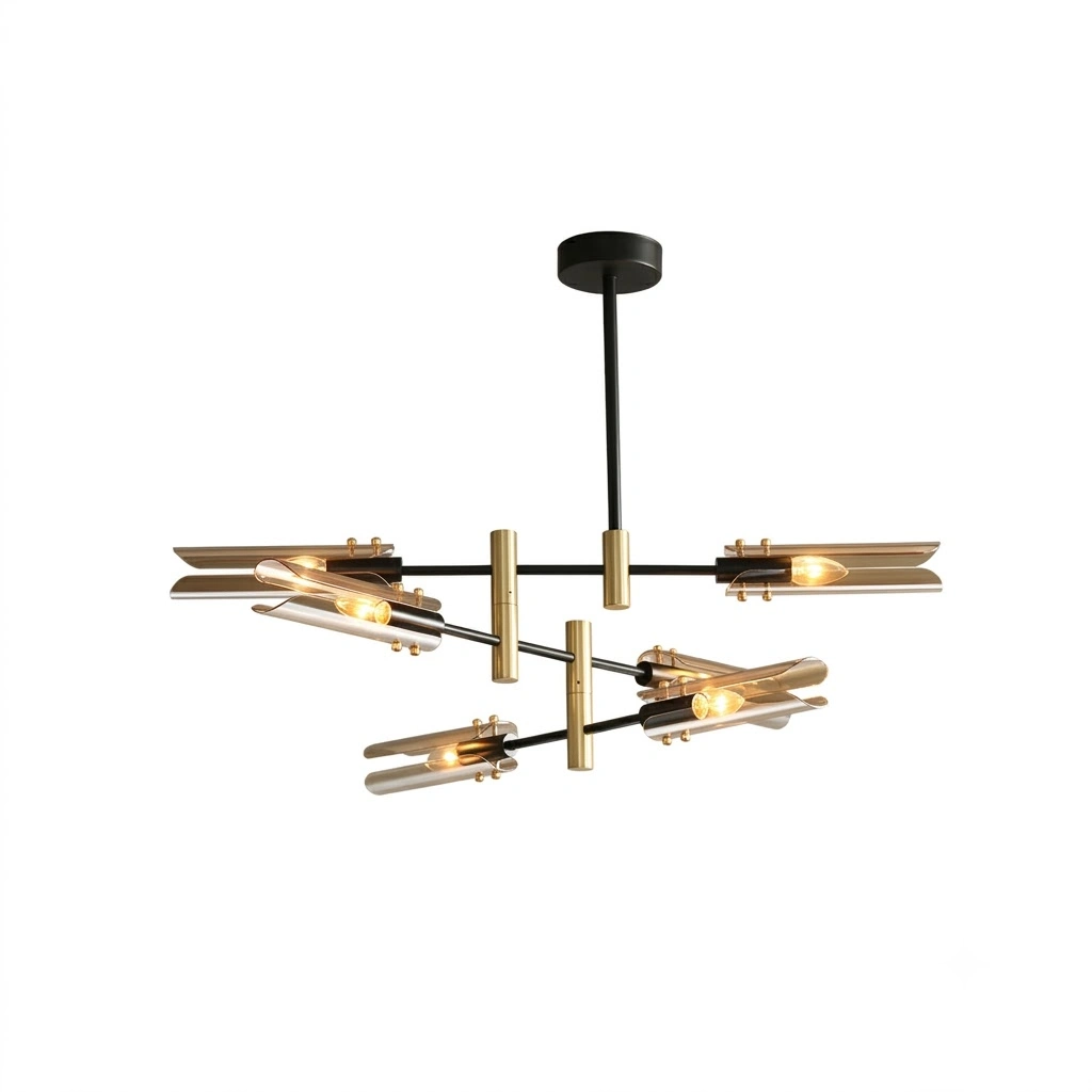 Modern Glass Branch Chandelier in Smoke Gray or Amber | Black & Brass Finish