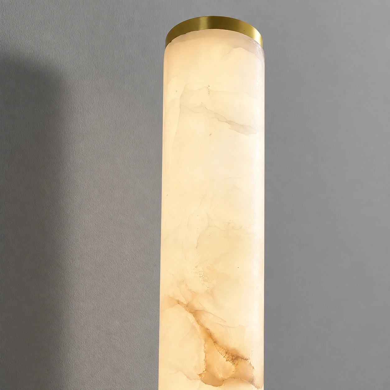 Modern Vertical Alabaster Wall Sconce with Warm Brass Accents