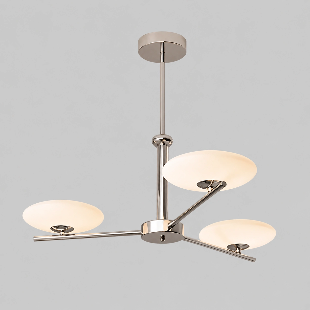 Mid-Century Modern Opal Glass Sputnik Chandelier in Polished Chrome